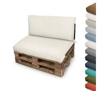 Happers Coussin Palette en Naylim Imperméable pour Extérieur Set 120x80+120x45 Écru