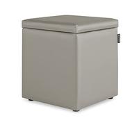Happers Pouf Cube Rangement en Similicuir pour Salon ou Chambre Cendre
