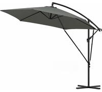 Happiq Parasol suspendu rectangulaire - 310 × 310 cm - Réglable & inclinable à 45° - Résistant aux UV & imperméable - Gris foncé - Avec housse de protection