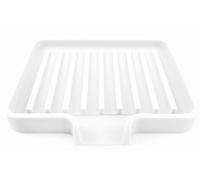 Happitasa Lot de 2 Porte-Savon en Silicone et Porte-éponge avec goulotte de vidange, Blanc, 13,2 x 10,2 cm
