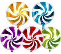 Happium 5 Pcs Ensemble de Ballon Bonbons Ronds Ballons Sucette Candy Land Décoration de Fête Ballons d'Anniversaire Candyland Décoration de Fête d'Anniversaire - 18 pouces