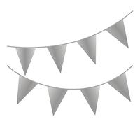 Happium Guirlande de fanions de 10 m de couleur unie pour décoration de fête (argent)