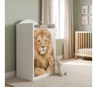 Happy Babies Commode à tiroirs blanche pour enfants, commode bébé avec 3 grands tiroirs, commode pour chambre d'enfant, commode imprimée fille garçon n° 468