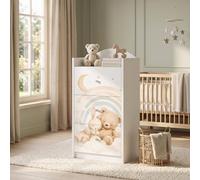 Happy Babies Commode à tiroirs blanche pour enfants, commode bébé avec 3 grands tiroirs, commode pour chambre d'enfant, commode imprimée fille garçon n° 451