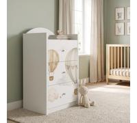 Happy Babies Commode à tiroirs blanche pour enfants, commode bébé avec 3 grands tiroirs, commode pour chambre d'enfant, commode imprimée fille garçon n° 469