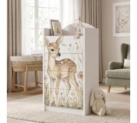 Happy Babies Commode à tiroirs blanche pour enfants, commode bébé avec 4 grands tiroirs, commode pour chambre d'enfant, commode imprimée fille garçon n° 411