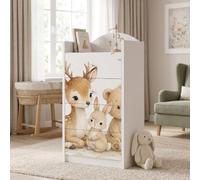 Happy Babies Commode à tiroirs blanche pour enfants, commode bébé avec 4 grands tiroirs, commode pour chambre d'enfant, commode imprimée fille garçon n° 472