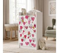 Happy Babies Commode à tiroirs blanche pour enfants, commode bébé avec 4 grands tiroirs, commode pour chambre d'enfant, commode imprimée fille garçon n° 405