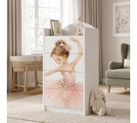 Happy Babies Commode à tiroirs blanche pour enfants, commode bébé avec 4 grands tiroirs, commode pour chambre d'enfant, commode imprimée fille garçon n° 467