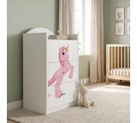 Happy Babies Commode pour enfant blanche avec 3 tiroirs, commode à tiroirs avec beau imprimé, commode à linge pour chambre d'enfant, chambre de bébé, unisexe, n° 40