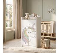 Happy Babies Commode pour enfant blanche avec 3 tiroirs, commode à tiroirs avec beau imprimé, commode à linge pour chambre d'enfant, chambre de bébé, unisexe, n° 414