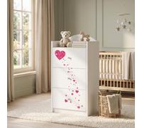 Happy Babies Commode pour enfant blanche avec 3 tiroirs, commode à tiroirs avec beau imprimé, commode à linge pour chambre d'enfant, chambre de bébé, unisexe, n° 10