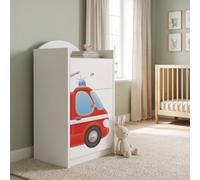 Happy Babies Commode pour enfant blanche avec 3 tiroirs, commode à tiroirs avec beau imprimé, commode à linge pour chambre d'enfant, chambre de bébé, unisexe, n° 71