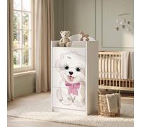 Happy Babies Commode pour enfant blanche avec 3 tiroirs, commode à tiroirs avec beau imprimé, commode à linge pour chambre d'enfant, chambre de bébé, unisexe, n° 19