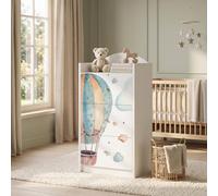 Happy Babies Commode pour enfant blanche avec 3 tiroirs, commode à tiroirs avec beau imprimé, commode à linge pour chambre d'enfant, chambre de bébé, unisexe, n° 409