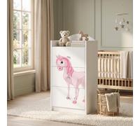 Happy Babies Commode pour enfant blanche avec 3 tiroirs, commode à tiroirs avec beau imprimé, commode à linge pour chambre d'enfant, chambre de bébé, unisexe, n° 9