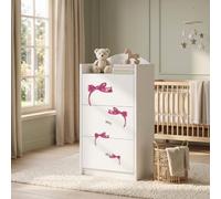 Happy Babies Commode pour enfant blanche avec 3 tiroirs, commode à tiroirs avec beau imprimé, commode à linge pour chambre d'enfant, chambre de bébé, unisexe, n° 1