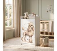 Happy Babies Commode pour enfant blanche avec 3 tiroirs, commode à tiroirs avec beau imprimé, commode à linge pour chambre d'enfant, chambre de bébé, unisexe, n° 382