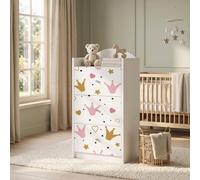 Happy Babies Commode pour enfant blanche avec 3 tiroirs, commode à tiroirs avec beau imprimé, commode à linge pour chambre d'enfant, chambre de bébé, unisexe, n° 404