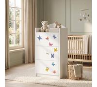 Happy Babies Commode pour enfant blanche avec 3 tiroirs, commode à tiroirs avec beau imprimé, commode à linge pour chambre d'enfant, chambre de bébé, unisexe, n° 3