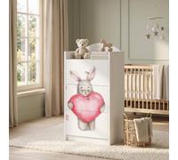 Happy Babies Commode pour enfant blanche avec 3 tiroirs, commode à tiroirs avec beau imprimé, commode à linge pour chambre d'enfant, chambre de bébé, unisexe, n° 103
