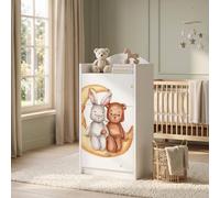 Happy Babies Commode pour enfant blanche avec 3 tiroirs, commode à tiroirs avec beau imprimé, commode à linge pour chambre d'enfant, chambre de bébé, unisexe, n° 105