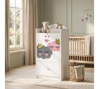 Happy Babies Commode pour enfant blanche avec 3 tiroirs, commode à tiroirs avec beau imprimé, commode à linge pour chambre d'enfant, chambre de bébé, unisexe, n° 400