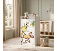 Happy Babies Commode pour enfant blanche avec 3 tiroirs, commode à tiroirs avec beau imprimé, commode à linge pour chambre d'enfant, chambre de bébé, unisexe, n° 5
