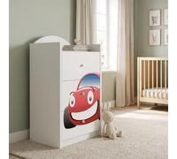 Happy Babies Commode pour enfant blanche avec 3 tiroirs, commode à tiroirs avec beau imprimé, commode à linge pour chambre d'enfant, chambre de bébé, unisexe, n° 11