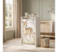 Happy Babies Commode pour enfant blanche avec 3 tiroirs, commode à tiroirs avec beau imprimé, commode à linge pour chambre d'enfant, chambre de bébé, unisexe, n° 411
