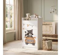 Happy Babies Commode pour enfant blanche avec 3 tiroirs, commode à tiroirs avec beau imprimé, commode à linge pour chambre d'enfant, chambre de bébé, unisexe, n° 107