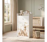 Happy Babies Commode pour enfant blanche avec 3 tiroirs, commode à tiroirs avec beau imprimé, commode à linge pour chambre d'enfant, chambre de bébé, unisexe, n° 389