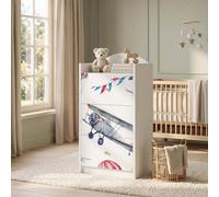 Happy Babies Commode pour enfant blanche avec 3 tiroirs, commode à tiroirs avec beau imprimé, commode à linge pour chambre d'enfant, chambre de bébé, unisexe, n° 402