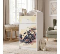 Happy Babies Grande commode pour enfant blanche avec 4 tiroirs, commode à tiroirs avec beau imprimé, commode à linge pour chambre d'enfant, chambre de bébé, NR 380