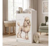 Happy Babies Grande commode pour enfant blanche avec 4 tiroirs, commode à tiroirs avec beau imprimé, commode à linge pour chambre d'enfant, chambre de bébé, NR 382