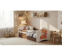 Happy Babies Lit d'enfant - Avec matelas & tiroir et protection contre les chutes, 80x160, Filles Lits d'enfant & Lit d'adolescent Garçons Kids Bed, Lit d'adolescent pour le sol profond Lit gigogne po