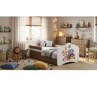 Happy Babies Lit d'enfant - Avec matelas & tiroir et protection contre les chutes, 80x160, Filles Lits d'enfant & Lit d'adolescent Garçons Kids Bed, Lit d'adolescent pour le sol profond Lit gigogne po