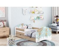 Happy Babies Lit d'enfant - Avec matelas & tiroir et protection contre les chutes, 80x160, Filles Lits d'enfant & Lit d'adolescent Garçons Kids Bed, Lit d'adolescent pour le sol profond Lit gigogne po