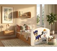 Happy Babies Lit d'enfant - Avec matelas & tiroir et protection contre les chutes, 90x190, Filles Lits d'enfant & Lit de jeune garçon Kids Bed, Lit de jeune garçon pour le sol profond Lit gigogne pour
