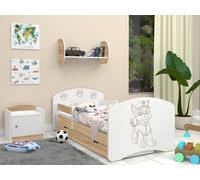 Happy Babies Lit Enfant - Avec Matelas & Tiroir et Protection Antichute, 70x140, Filles Lit Enfants & Garçons Kids Bed