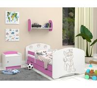 Happy Babies Lit Enfant - Avec Matelas & Tiroir et Protection Antichute, 70x140, Filles Lit Enfants & Garçons Kids Bed