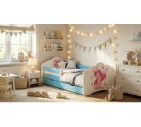 Happy Babies Lit Enfant - Avec Matelas & Tiroir et Protection Antichute, 80x160, Fille Lit Enfant & Jeune Garçon Kids Bed