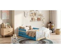 Happy Babies Lit Enfant - Avec Matelas & Tiroir et Protection Antichute, 80x160, Fille Lit Enfant & Jeune Garçon Kids Bed