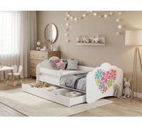 Happy Babies Lit Enfant - Avec Matelas & Tiroir et Protection Antichute, 80x160, Fille Lit Enfant & Jeune Garçon Kids Bed