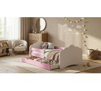Happy Babies Lit Enfant - Avec Matelas & Tiroir et Protection Antichute, 80x160, Fille Lit Enfant & Jeune Garçon Kids Bed