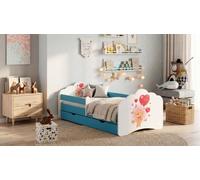 Happy Babies Lit Enfant - Avec Matelas & Tiroir et Protection Antichute, 80x160, Fille Lit Enfant & Jeune Garçon Kids Bed