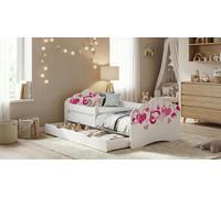 Happy Babies Mobi - Lit d'enfant 160 x 80 avec protection antichute & coffre de lit Lit avec matelas 80x160 Lit pour chambre d'enfant blanc