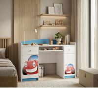 Happy Babies Table d'ordinateur avec tablette clavier, table de bureau avec tablette clavier, 5 tiroirs, 1 tablette, 125x89x60, Motifs, autocollants au choix, enfants