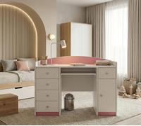 Happy Babies Table d'ordinateur avec tablette clavier, table de bureau avec tablette clavier, 5 tiroirs, 1 tablette, 125x89x60, Motifs, autocollants au choix, enfants