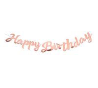 Happy Birthday Banner Joyeux Anniversaire Bannière Banderole d'Anniversaire Glitter Décorations de Fête d'Anniversaires Party pour Filles Garçons Adultes - Or Rose